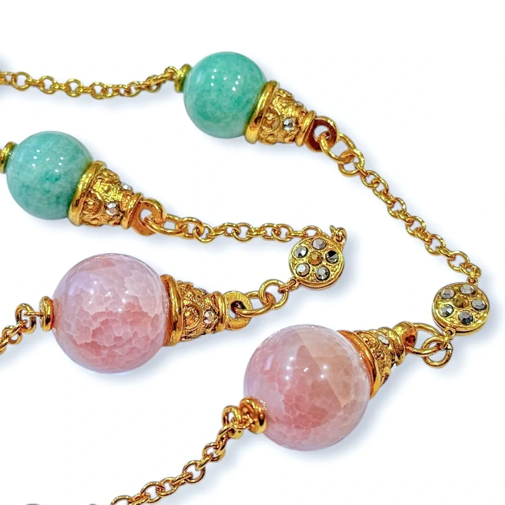 Barrera Long 48” Necklace with Multicolor Pastel Beads and Crystal Accents - Picture 5 of 17
